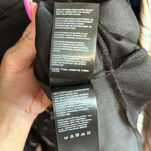 Bebe Asymmetric Flounced Knee Ruffle Midi Dress Black L - Picture 5 of 5